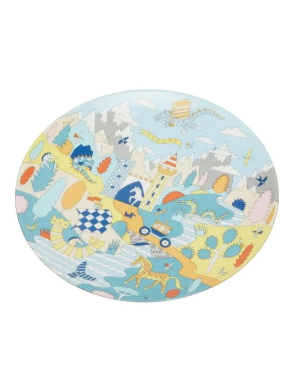 Hermes Epope Tableware Plate Set of 4 Multicolor Ceramic